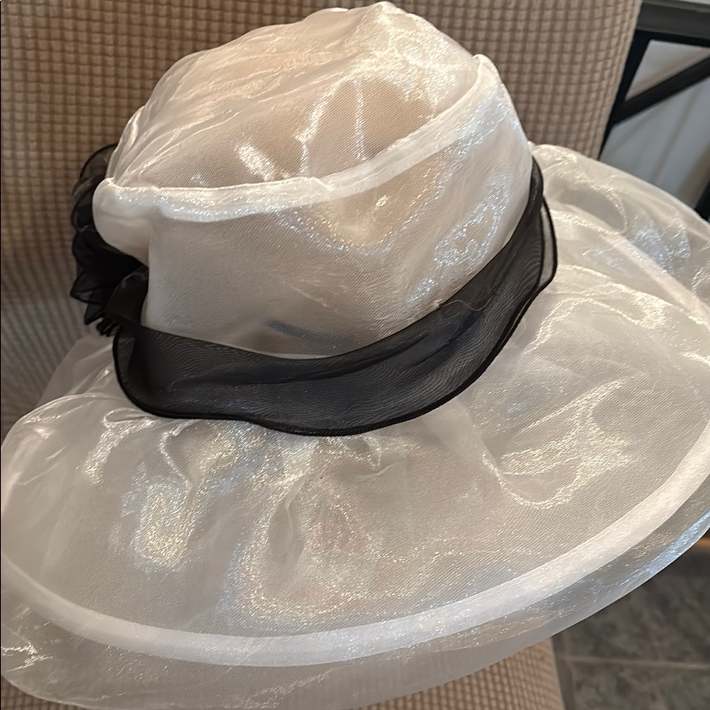 Elegant White and Black Women's Hat